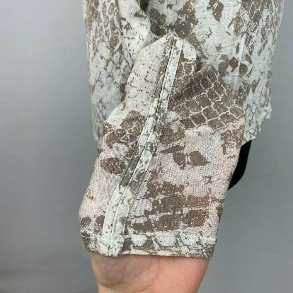 Express M Patterned Gold Accents Top Cold Shoulder Dolman Like Sleeves - Picture 7 of 12